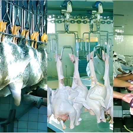 This equipment is used to hang and convey poultry bodies, and complete the operations of slaughtering, bleeding, scalding, feathering, waxing-waxing-dewaxing, removing internal organs, and segmentation during the conveying process. According to the purpose, it can be divided into several types such as slaughtering hanging conveyor, dipping and dewaxing hanging conveyor, eviscerating hanging conveyor, precooling hanging conveyor, and segmentation hanging conveyor. It is suitable for large, medium and small slaughtering and processing plants.